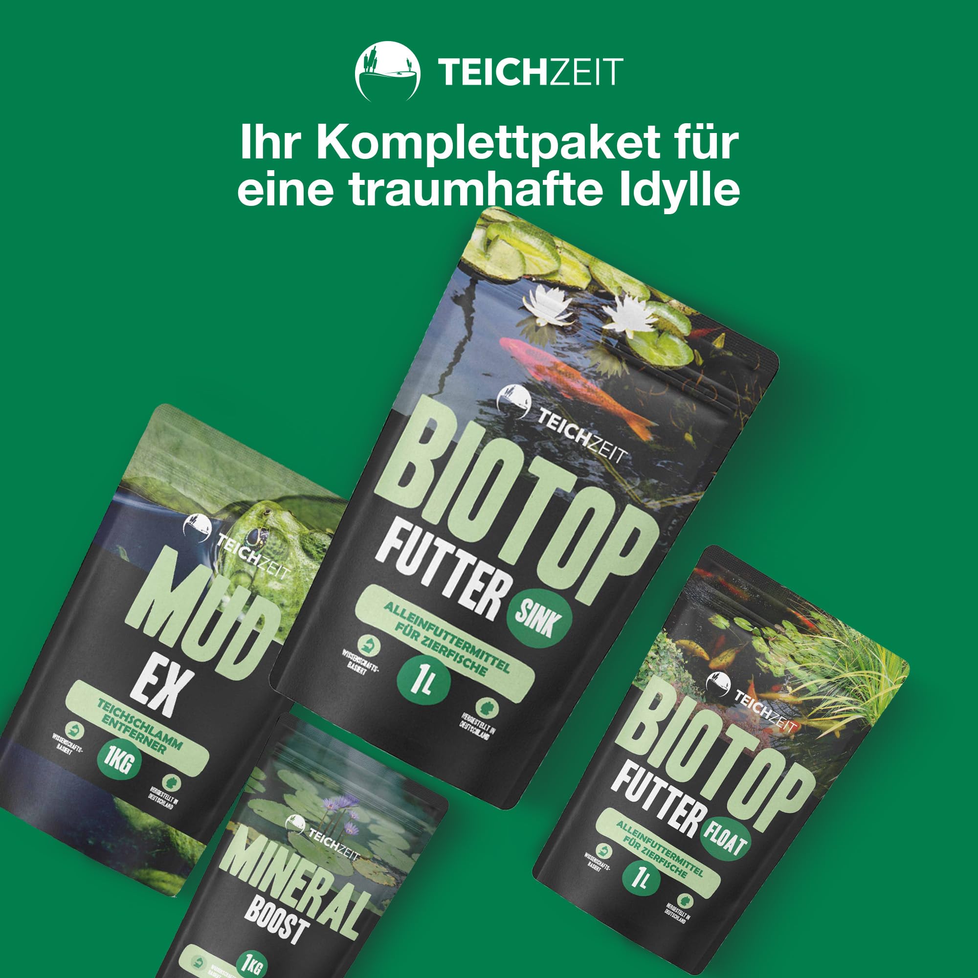 Teichzeit Biotop Futter Sink | Fischfutter für Teichfische | sinkendes Teichfutter | Futter für Gartenteich Fische | 3kg