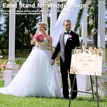 Black Easel Stand for Sign, 4-Tier Display Easel with Adjustable Chain