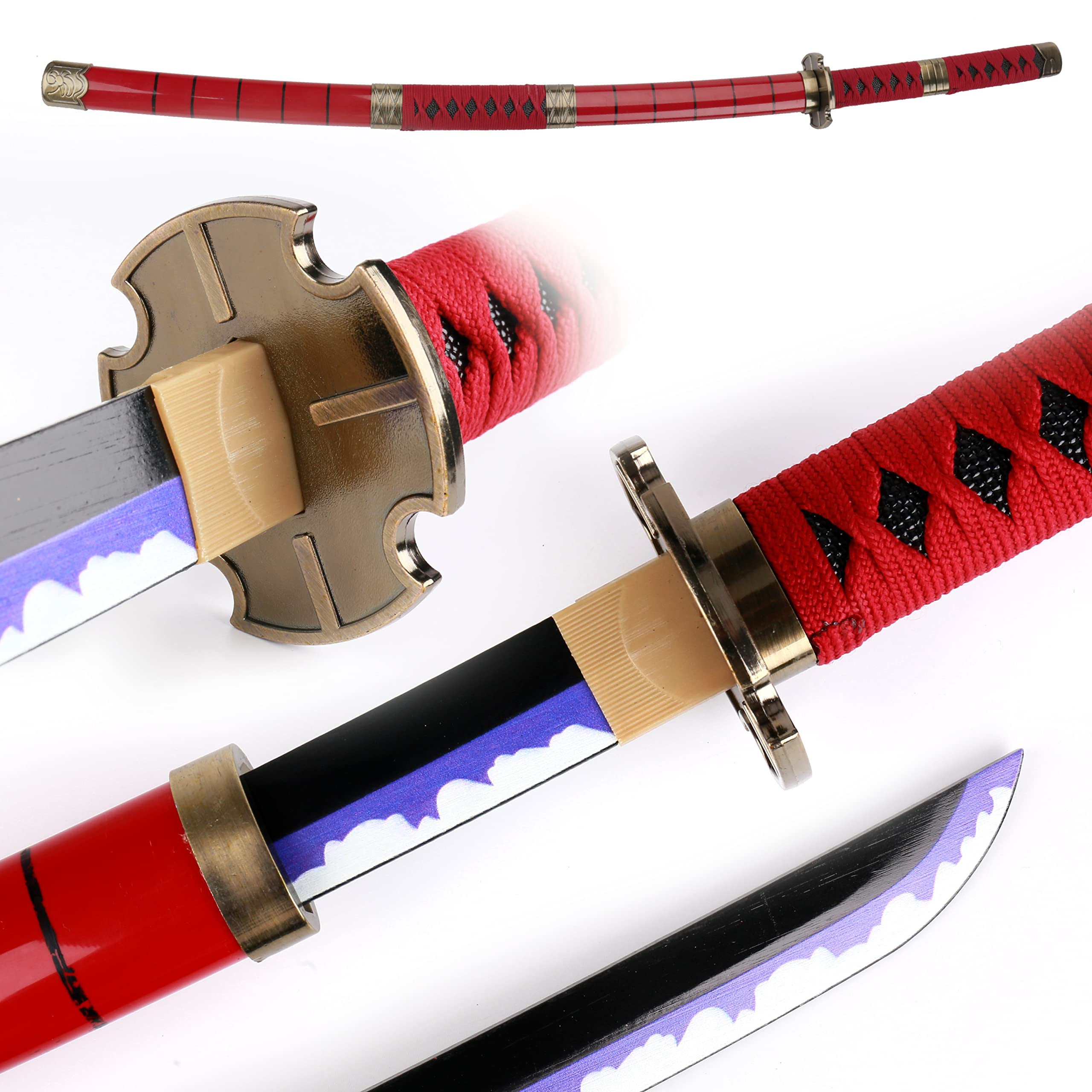 ANIME One Piece Cosplay Anime Swords, Handmade Katana Samurai Bamboo Sword Zoro Sword 41”