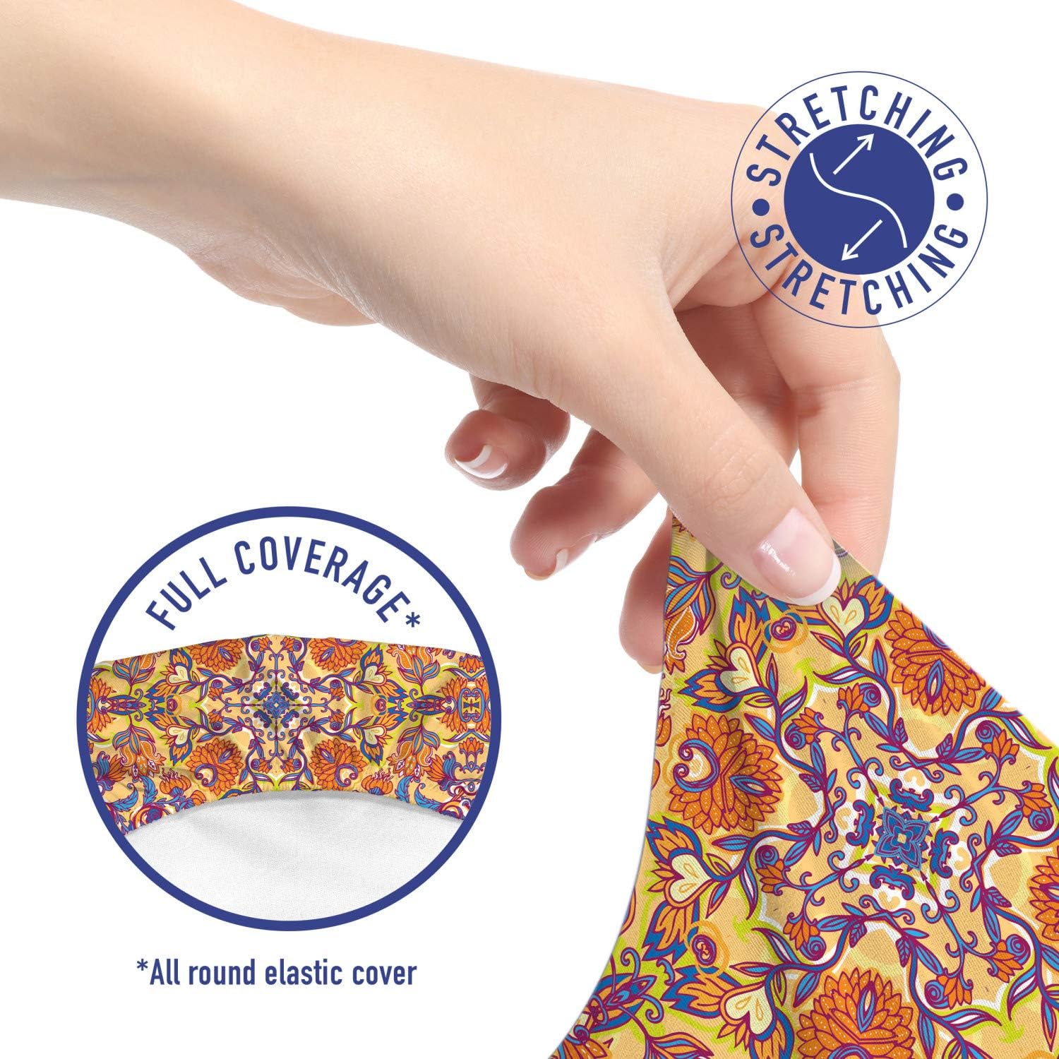 Ambesonne Mandala Office Chair Slipcover, Floral Pattern with Symmetrical Elements Design Eastern, Protective Stretch Decorative Fabric Cover, Standard Size, Yellow Orange