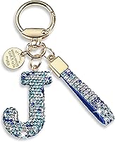 JINGUAZI Bling Initial Letter Keychain - Pink Blue White Sparkly Rhinestone Charm for Backpack Keys Gifts Women Girls