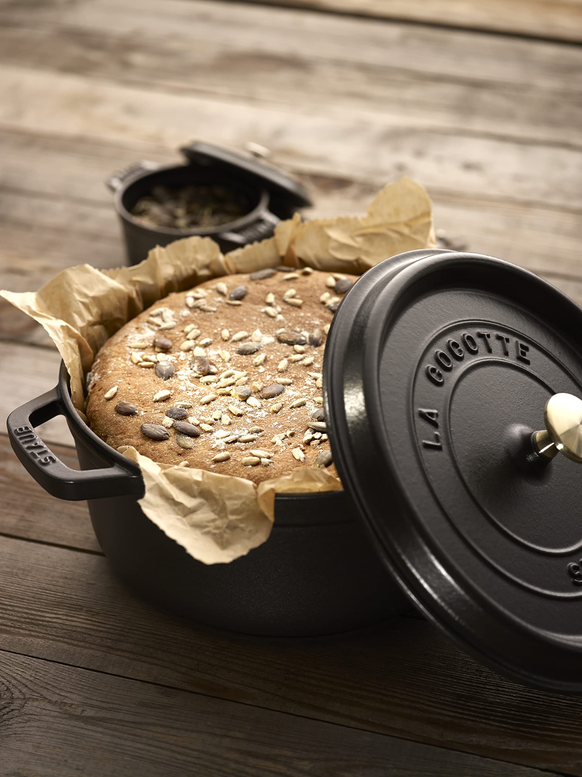 Staub 1112625 - Cocotte baja redonda, 26 cm, color negro