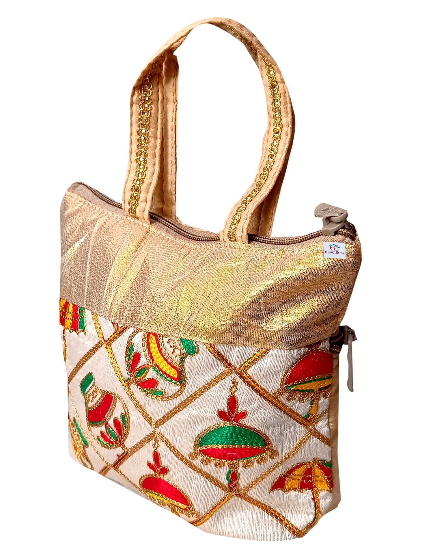 Heart Home Embroidery Small Hand Bag, Tote Bag For Women & Girls (Gold)-HS_38_HEARTH21478 (B095CF9GYQ) Amazon Price History, Amazon Price Tracker