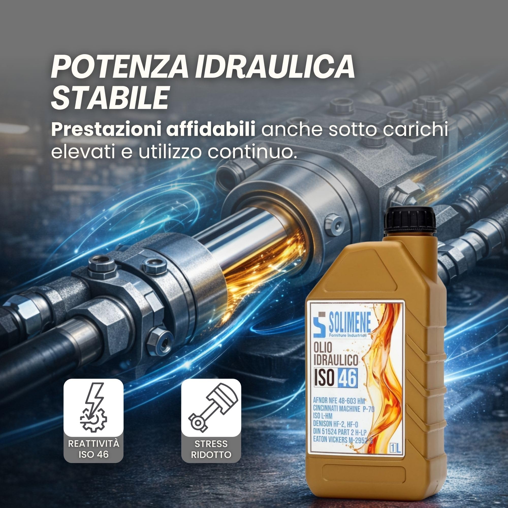 Olio idraulico ISO VG 46 HLP 1L Lubrificante per Carrelli elevatori, Spaccalegna, Pompe idrauliche, Transpallet e Pistoni rlevata Protezione dalla Ruggine Antiossidante Antischiuma