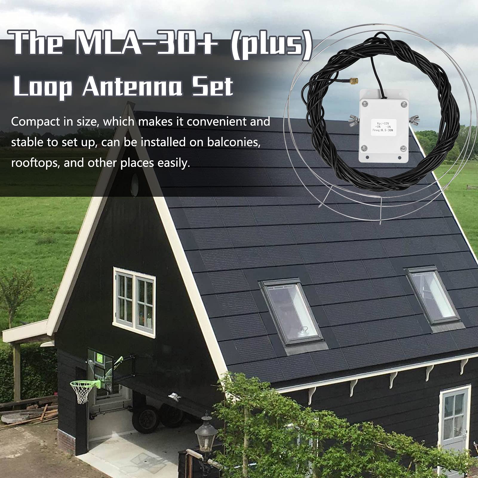 Upgraded MLA30 Plus Loop Antenna 0.5MHz-30MHz BNC SMA Port AM Reception Active Antenna Megaloop MLA-30+ Shortwave Radio USB LSB Built-in Low Noise Amplifier Window Outdoor