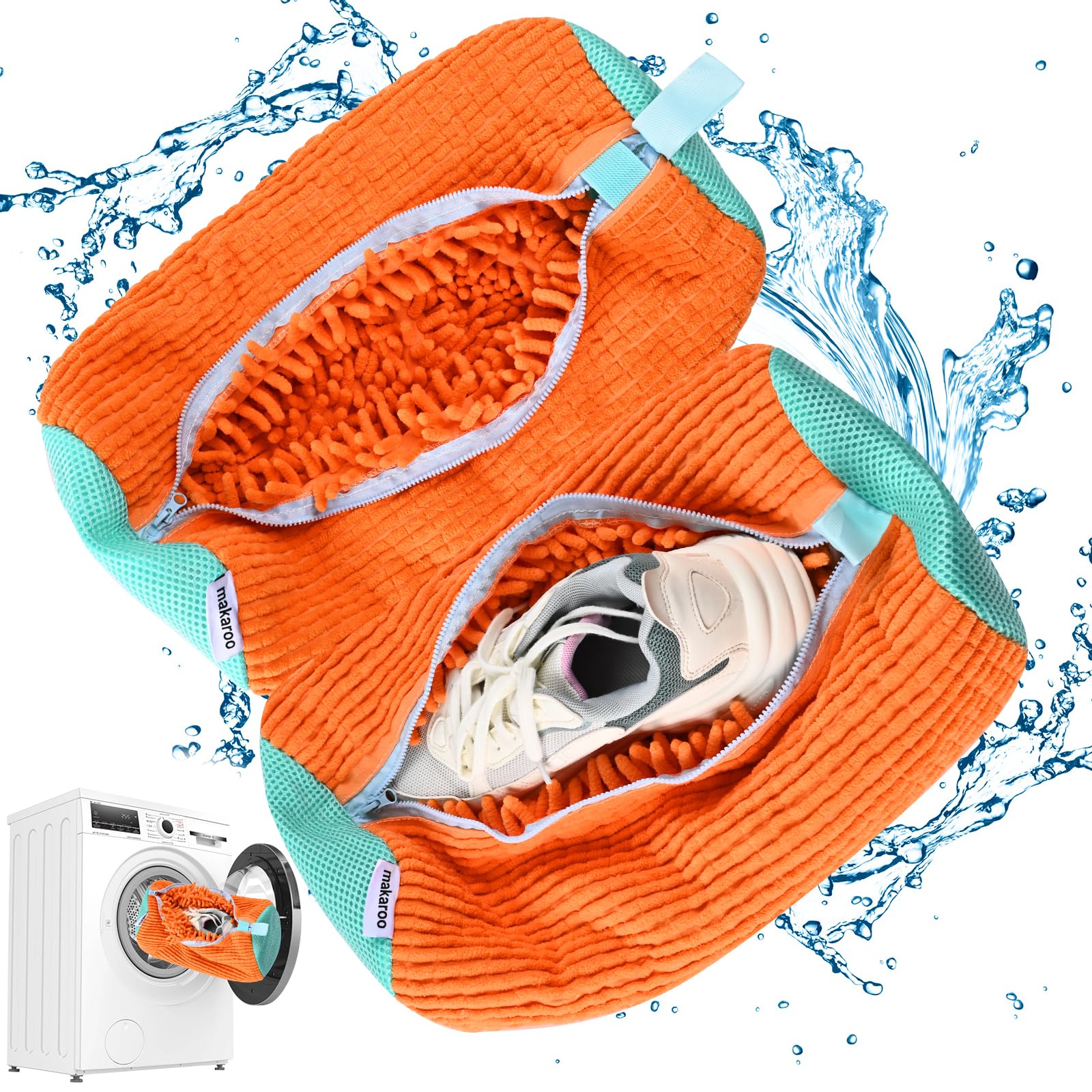 Bolsa de zapatos para lavadora Bolsa de zapatos de lavandería Juego de 2 piezas, naranja, Bolsa de lavado de zapatos de tenis Bols