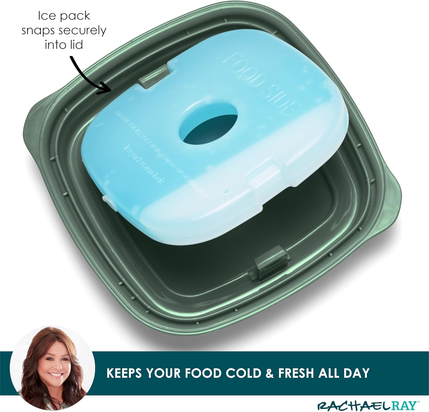 Rachael Ray Salad Container For Lunch, Salad Lunch Container For Adults, Salad Bowl Kit With Compartments For Salad Dressing & Toppings, Includes Ice Pack - Image 2