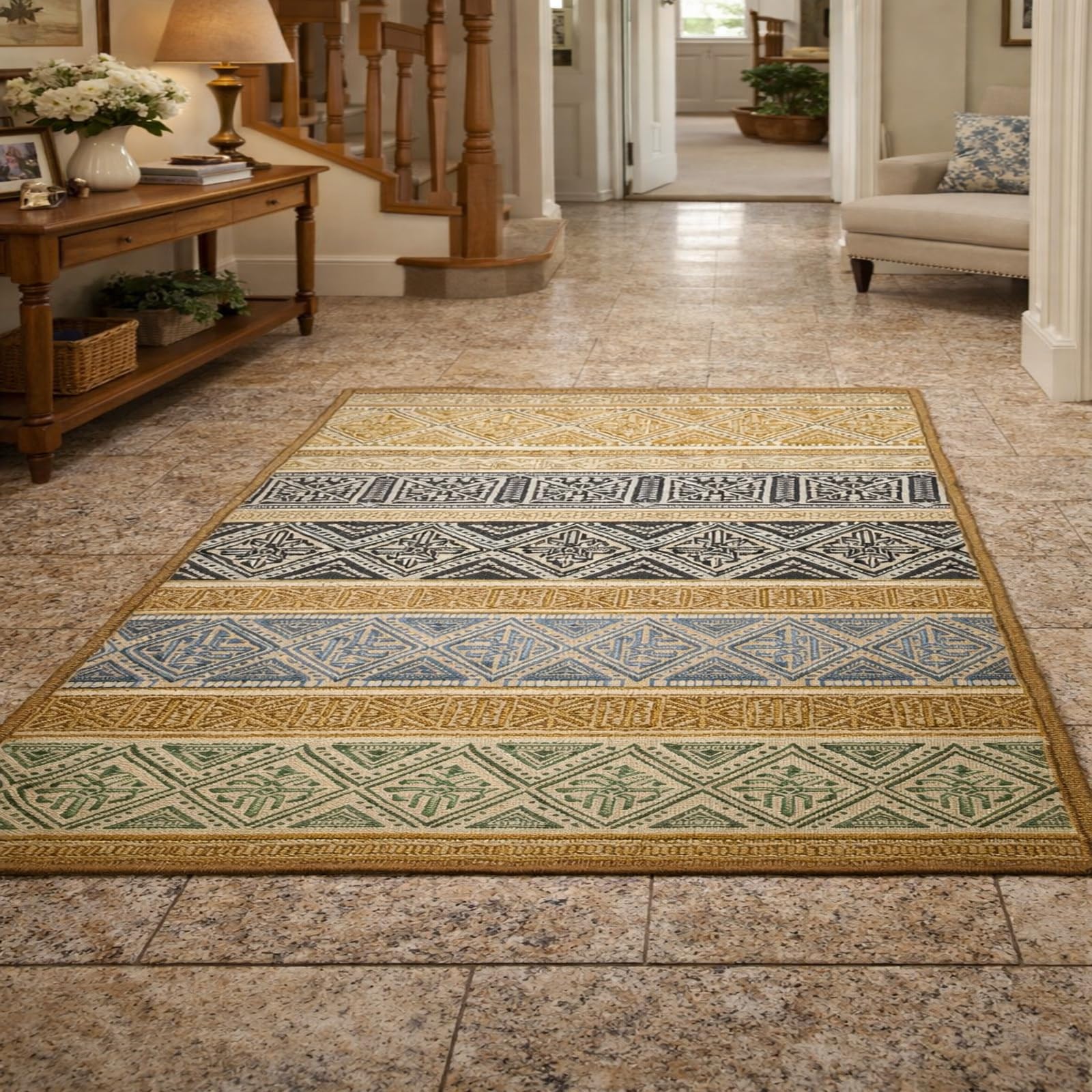 Tapis de chambre moderne et géométrique oriental pour réveiller un salon
