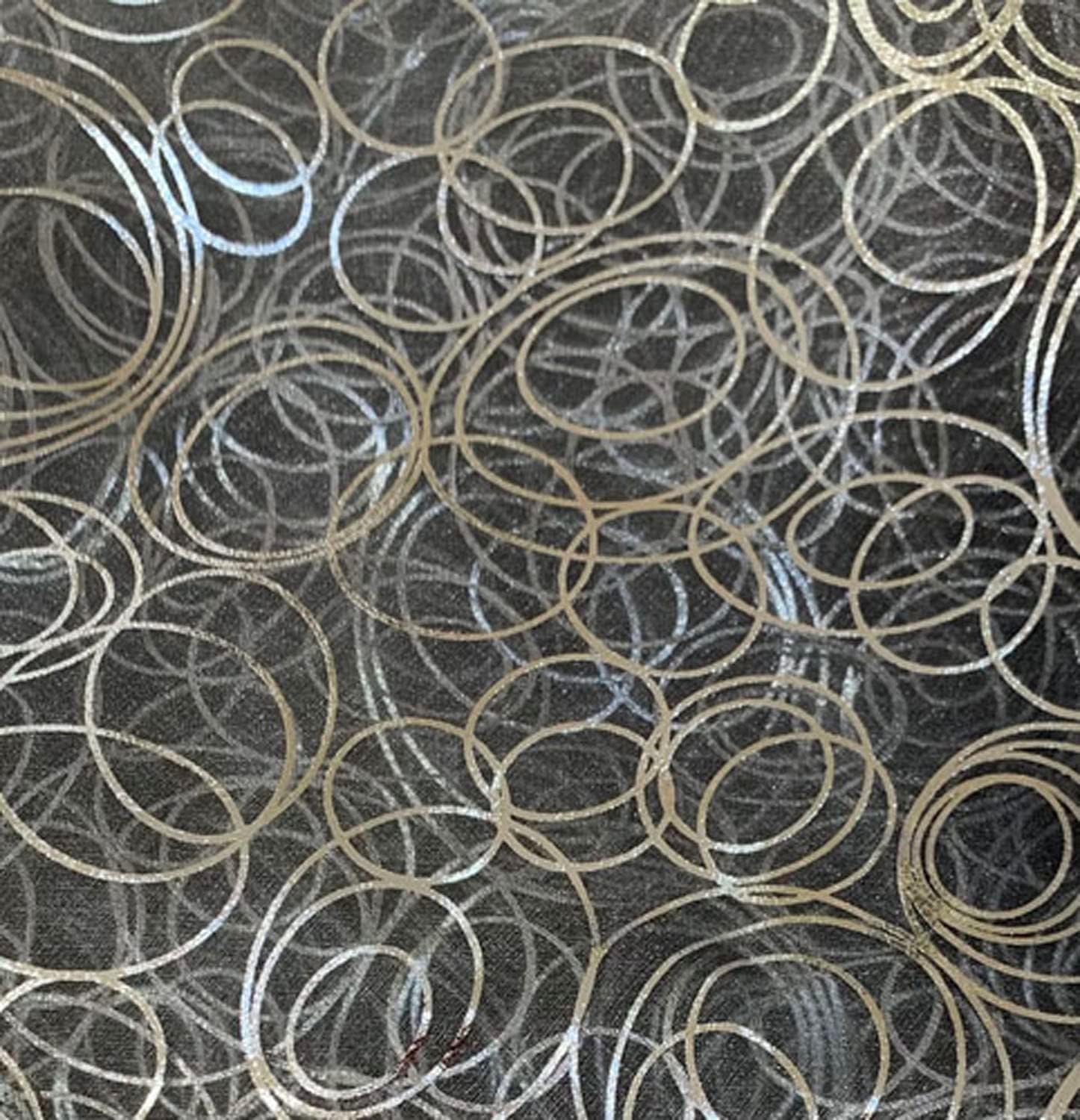 Metallic Sheer Curtains Living Room Curtain (Dark Grey Sheer/Silver Geo 50W X 120L)