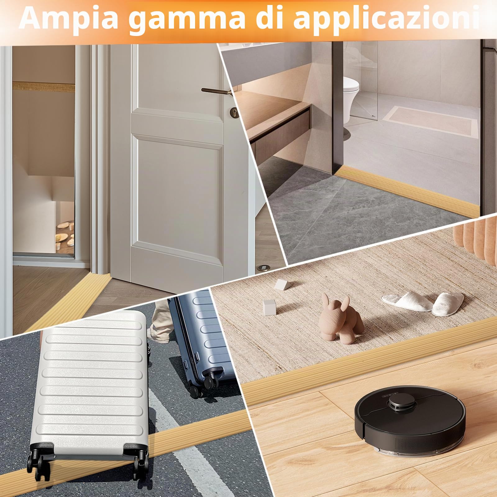Rampa per Soglia, 100 X 6.5 X 2.5CM Rampa Robot Aspirapolvere, in PVC, Superficie Antiscivolo Rampa per Sedia a Rotelle, Passeggini, Deambulatori o Scooter