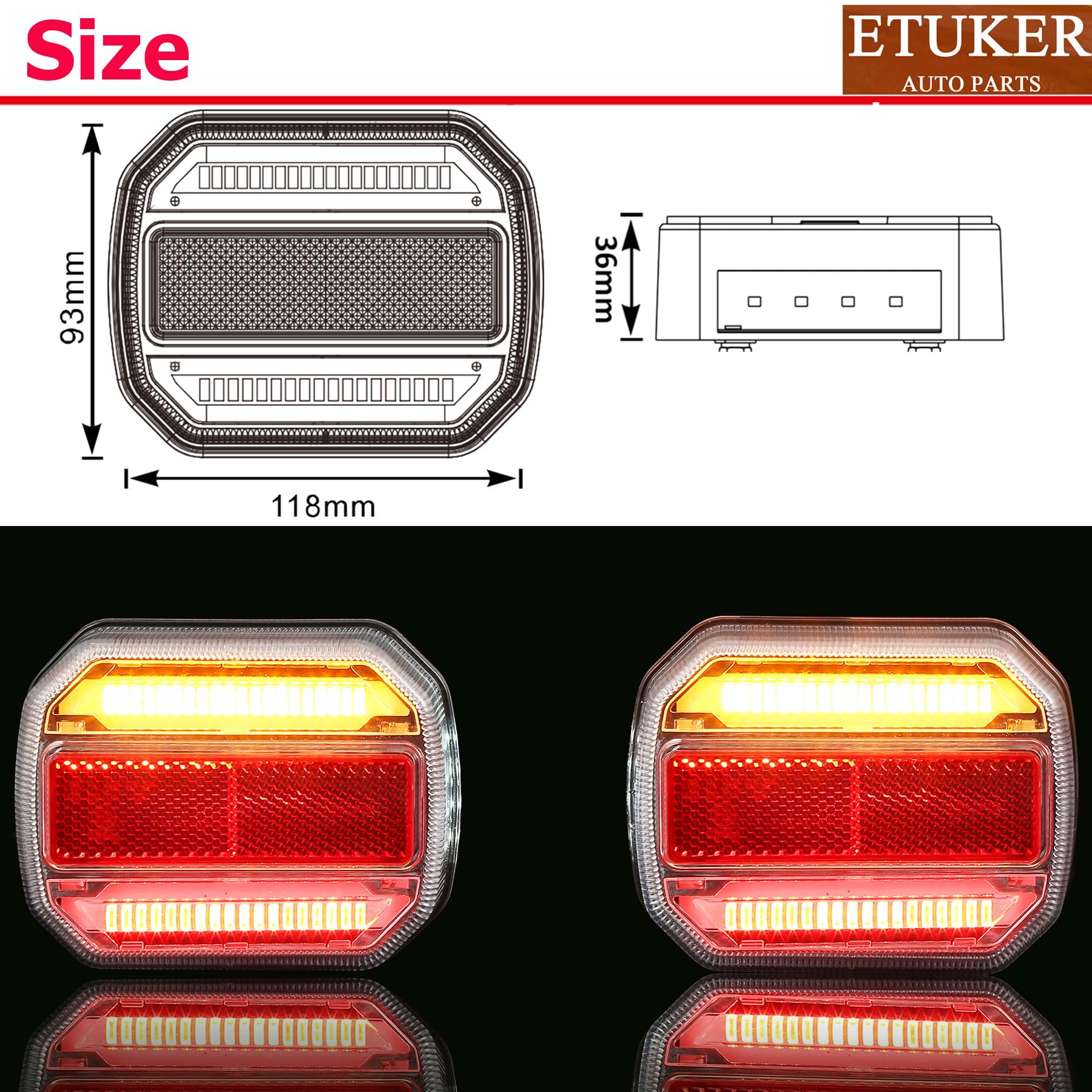 Led Anhänger Rückleuchten 7 Polig mit Magneten 12V 24V Verkabel 7,5m Kabel und Stecker Inkl. Anhänger Adapter 13 Polig Auf 7 Polig,Anänger Beleuchtung Ruecklicht Led Magnet
