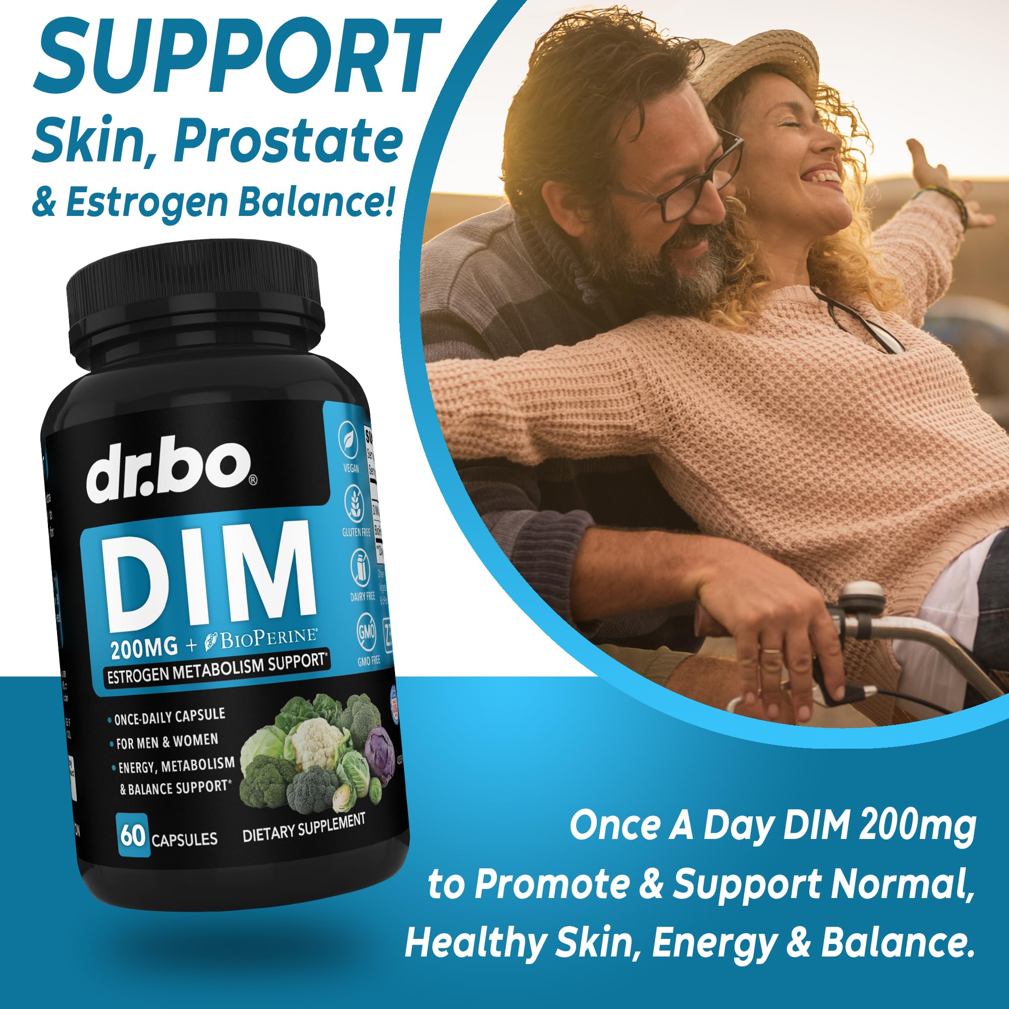 DIM Supplement for Women & Men 200mg - Androgen Estrogen Blocker for Men & Women, Hormonal Acne Pills, Hormone Balance, Menopause Support, Diindolylmethane DIM Supplement Plus BioPerine - 60 Capsules — Amazon image 3