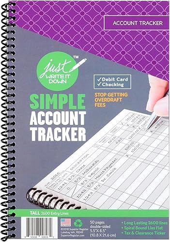 The Superior Register Cuaderno para el registro de cheques y tarjetas de débito, sencillo cuaderno de control de cuentas y contabilidad financiera,