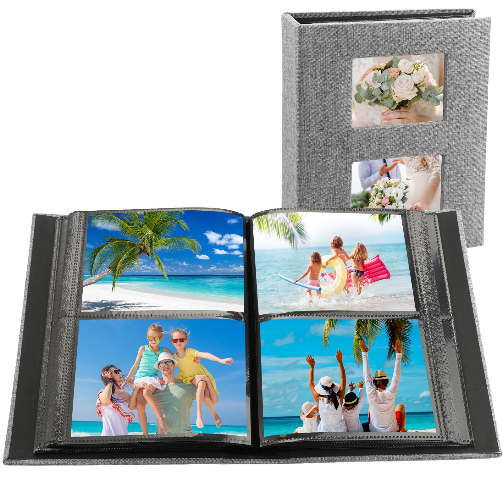 Album Photo Mini - Lot De 2 - Format 15,2 X 10,2 Cm - Couverture Rigide En Lin - 26 Pages/52 Pochettes - Sans Acide - Idéal Cadeau Anniversaire, Mariage, Voyage - Violet