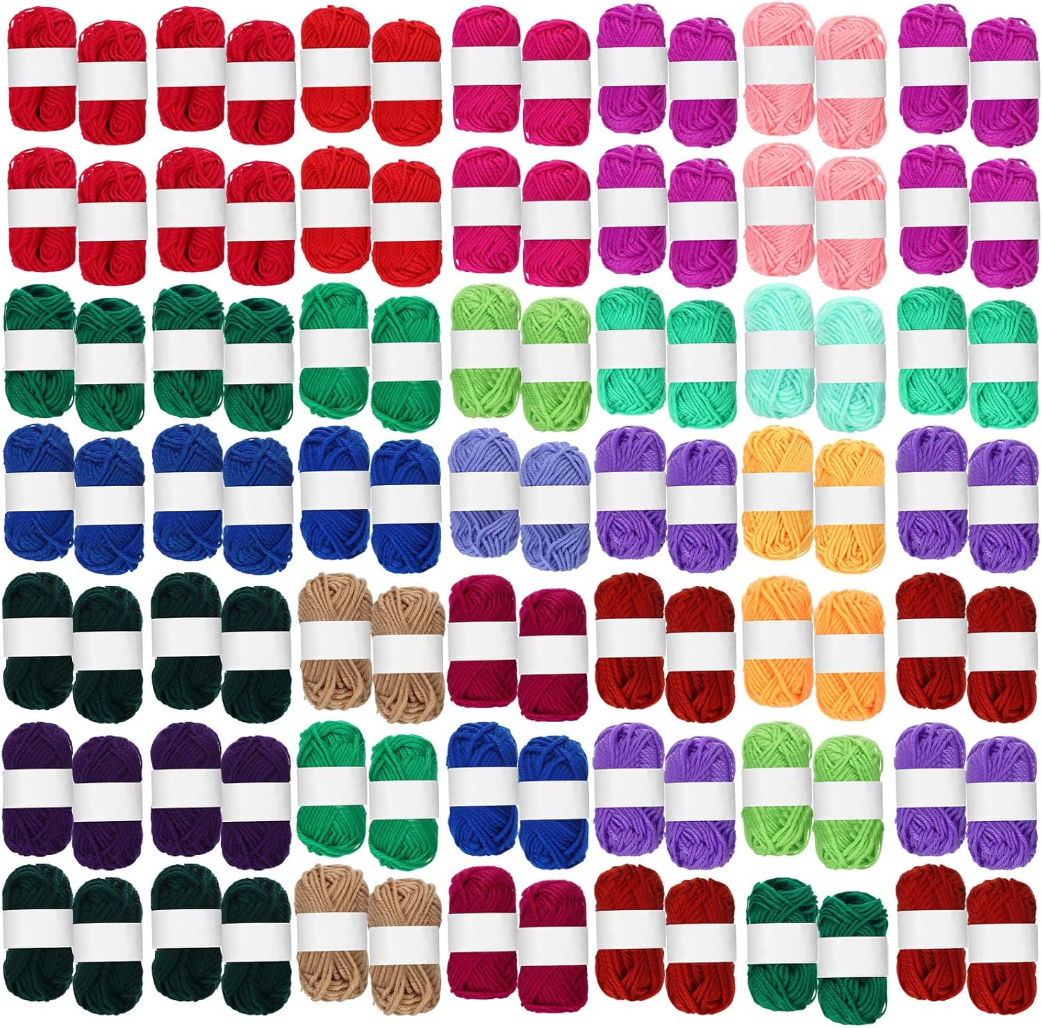Nuogo 100 Rolls Acrylic Yarn Bulk for Crocheting Knitting Multicolor Yarn Skeins 2200 Yards Mini Soft Yarns Bundle Multicolor Skeins for Hand Knitting Craft Project Adult Kids Beginner Kits, 25 Colors