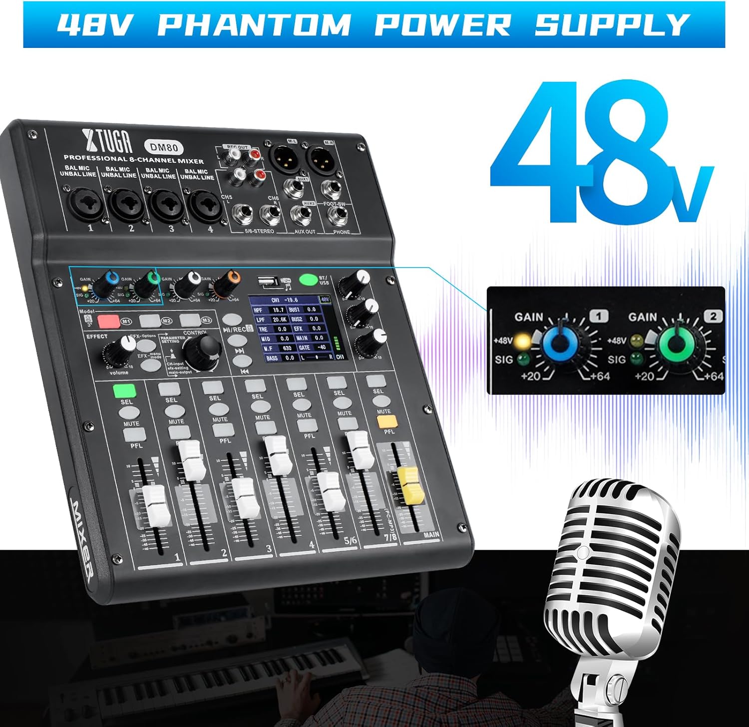 XTUGA DM80 48V Phantom Power Supply
