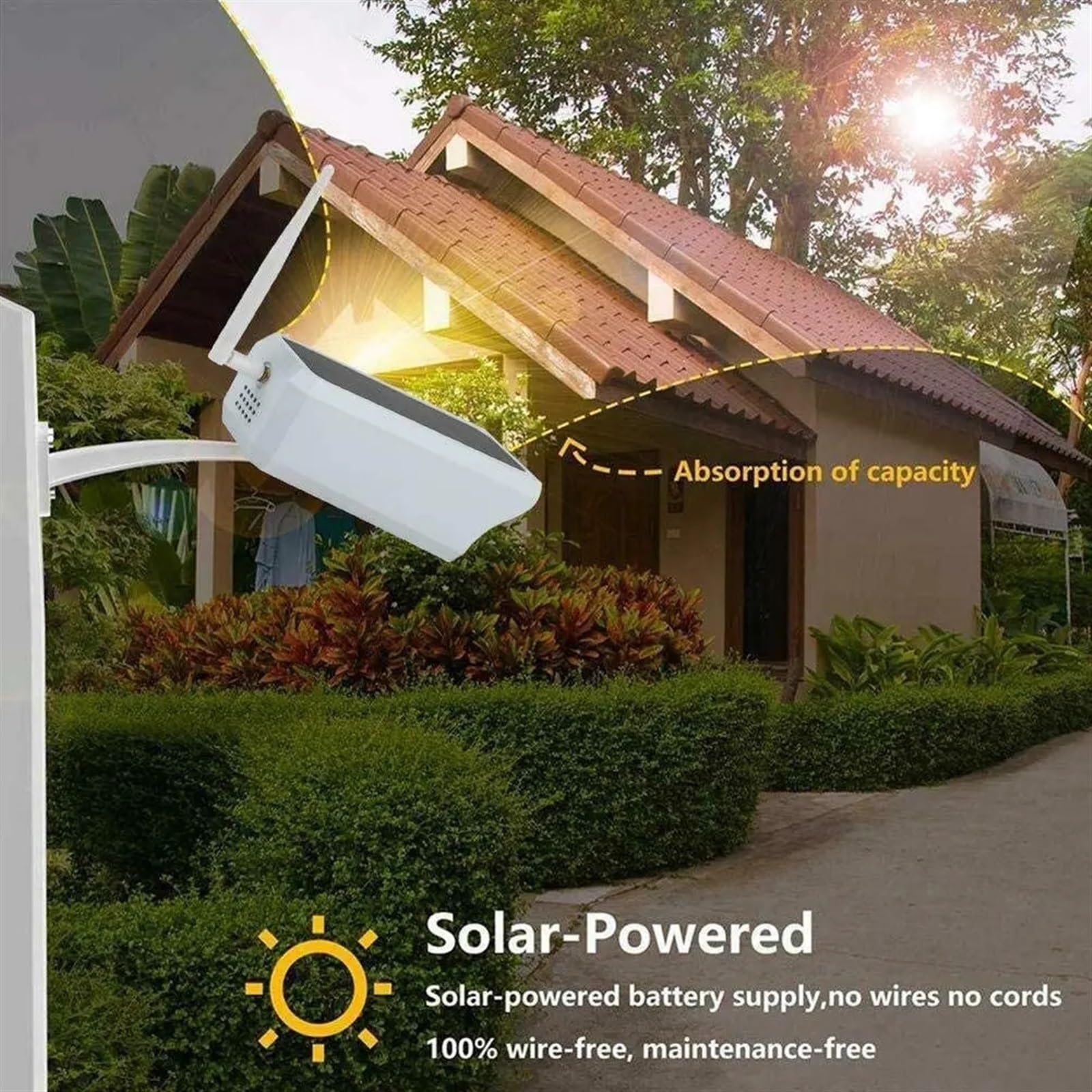 Telecamera di sicurezza, Telecamera IP a energia solare a batteria da 2 MP Allarme PIR Rilevamento movimento Pannello di sicurezza audio bidirezionale(2MP Cam 128G)