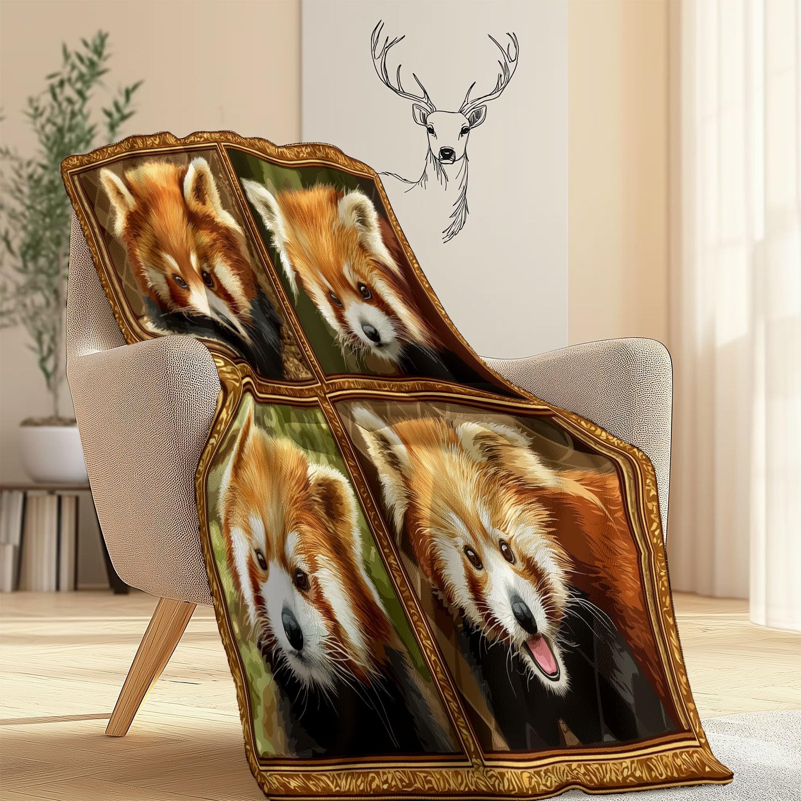 Decke Flanell 150 x 200 cm Geschenke für Frauen und Männer - Tiere Roter Panda Clipart Witzige Geschenke für Freunde zu Weihnachten und Geburtstag, Braunes