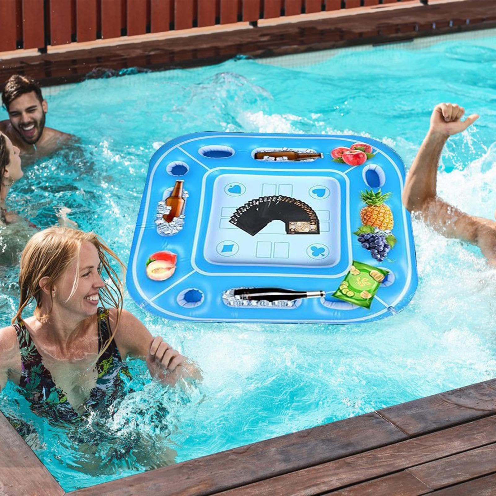 Mesa flotante para piscina, porta alimentos y bebidas, portátil