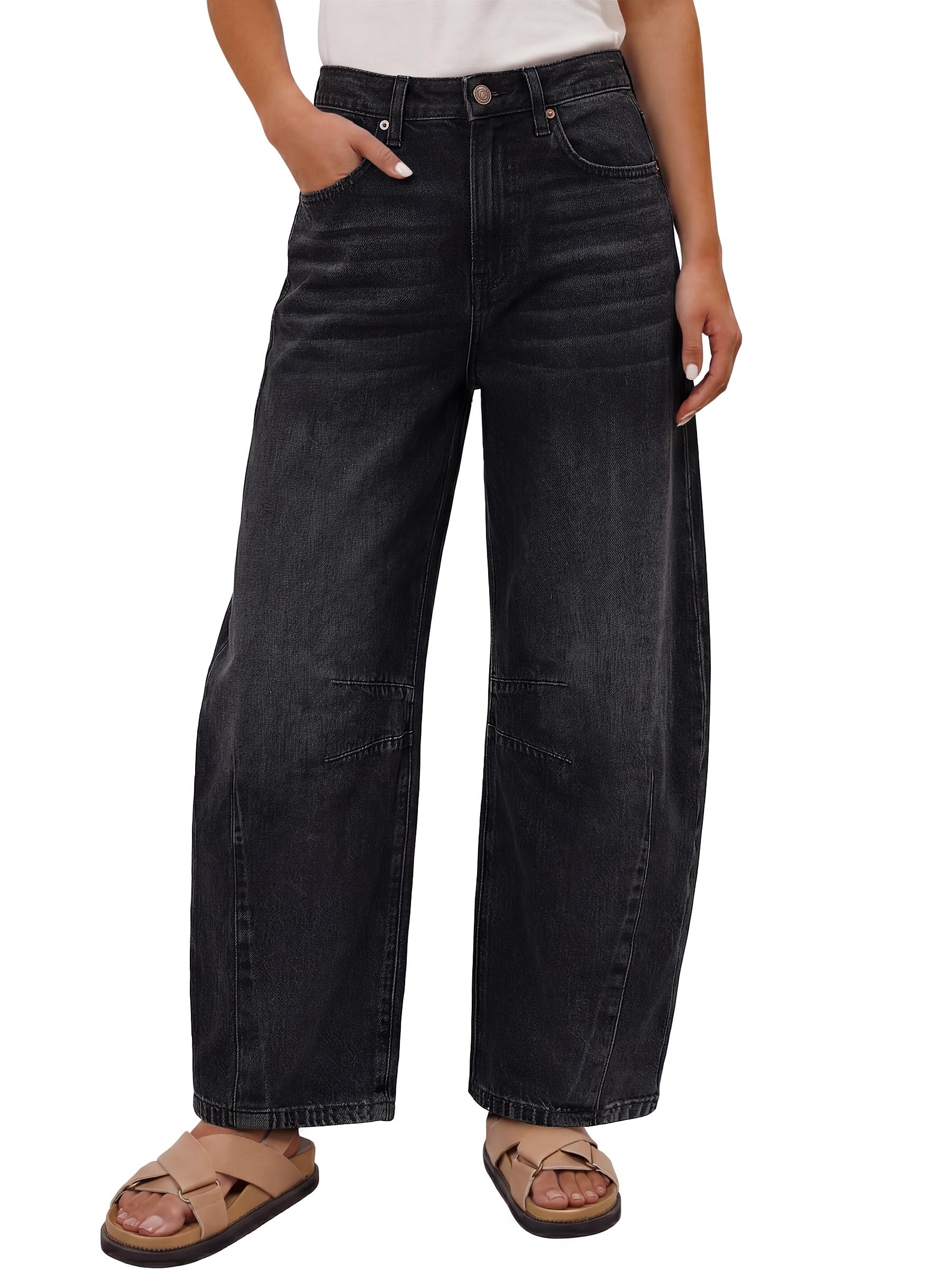 ANRABESS Women's Barrel Jeans