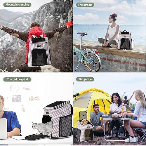 Miniatura 6 de BAGLHER Mochila transportadora para gatos, transportadora de malla para perros medianos y pequeños, gatos, cachorros, gatitos, conejitos de hasta 18