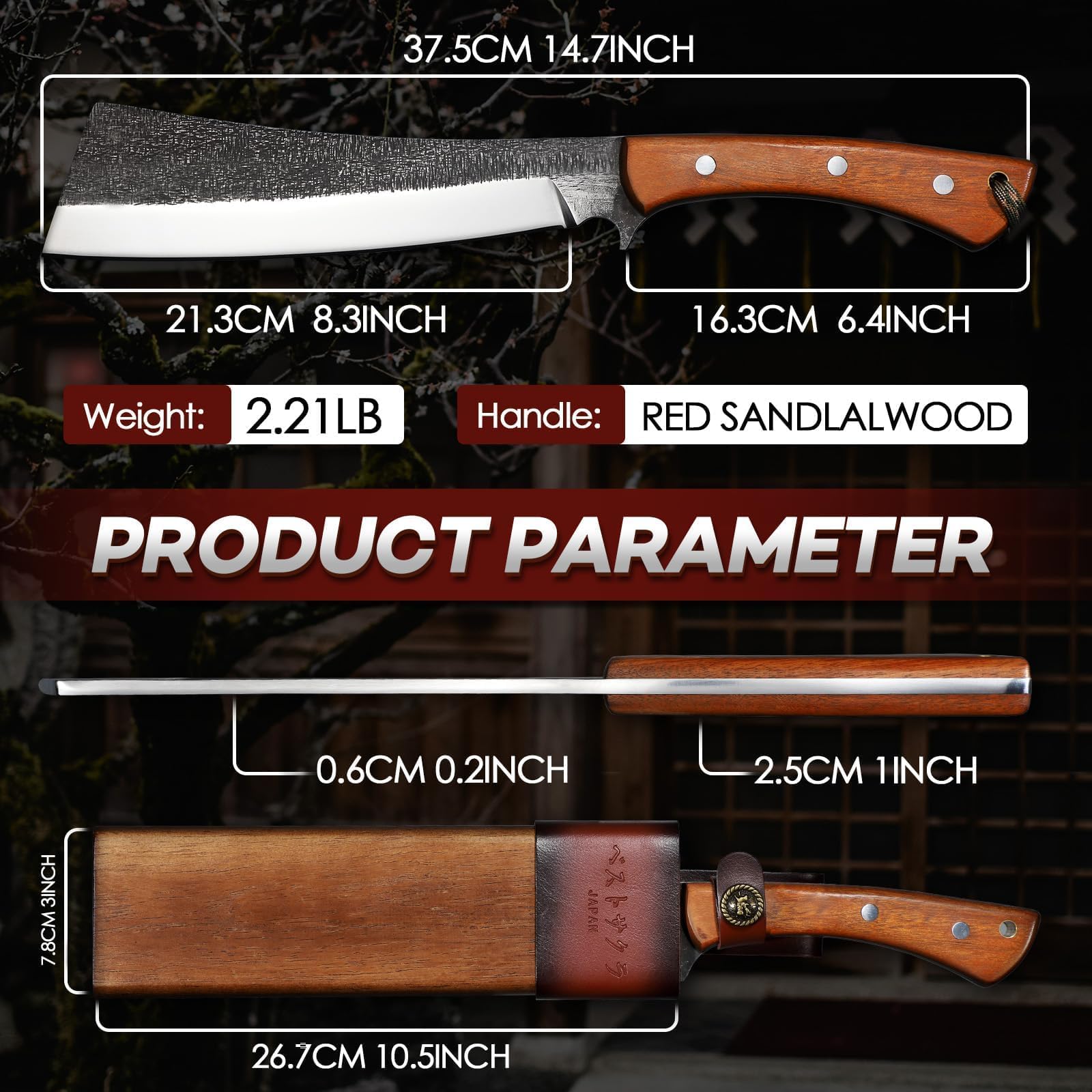 Freelander Machete Outdoor Survival Messer, Feststehende Klinge mit Holzscheide, Full Tang Bushcraft Machete mit Holzgriff für Camping, Wandern, Geschenk für Männer Outdoor