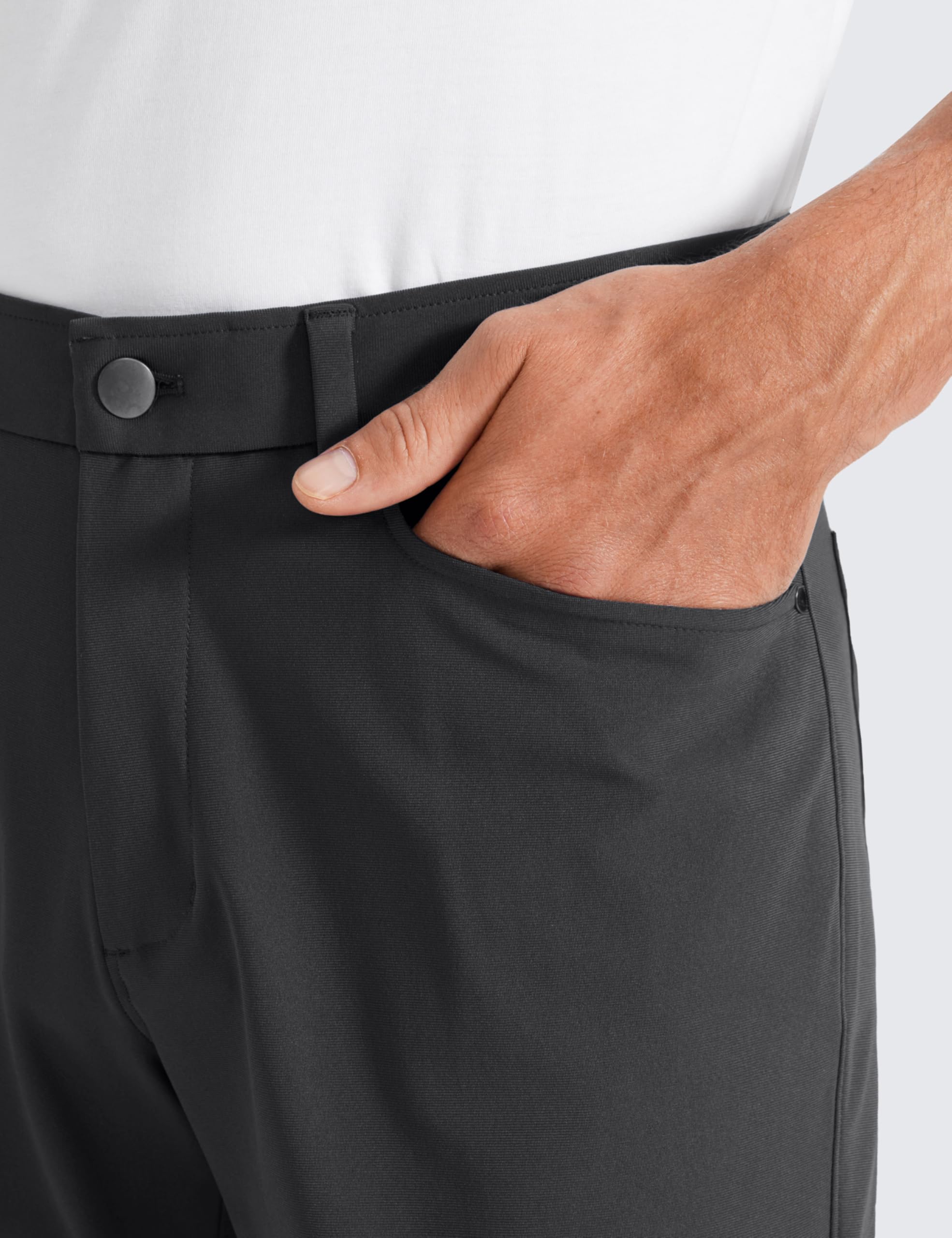 CRZ YOGA Męskie spodnie golfowe, oddychające, ze stretchu, klasyczne dopasowanie, spodnie rekreacyjne, spodnie golfowe z kieszeniami, 81 cm