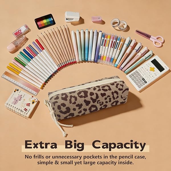 OYIWINMI Federmäppchen Mädchen für Schule Büro, Mäppchen Aesthetic mit Reißverschluss, Federmappe Federtasche Pencil Case für Kosmetiktasche und Geldtasche Schlamppermäppchen Leopardendruck - 3