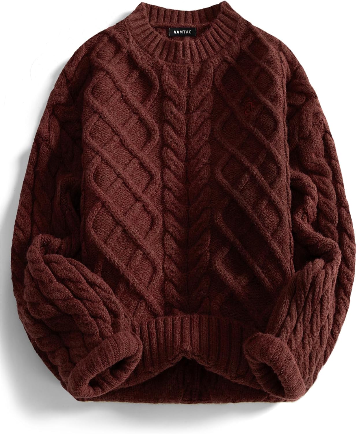 Vamtac Vintage Sweaters Crewneck Cable Knit Sweater Soft Warm Pullover Oversized Chunky Jumper Fall Winter Trendy Tops