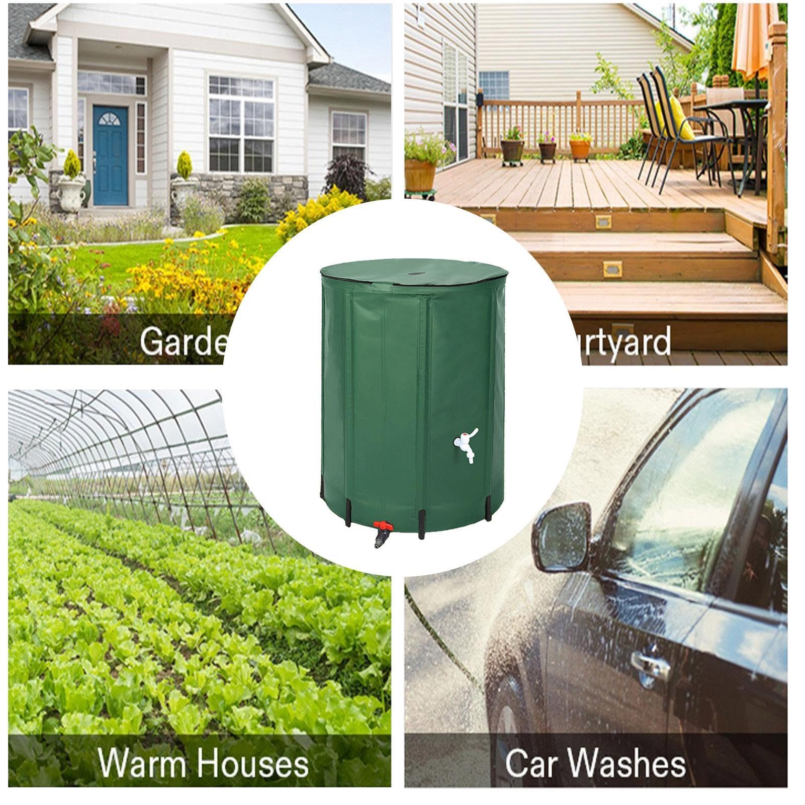 Regenauffangbehälter - Faltbarer Wasserbehälter für den Garten | Wassersammler für den Außenbereich, Filterhahn-Set | Bequeme Gartenlagerung für den Irri