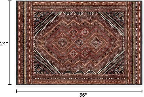 Miniatura 3 de RUGGABLE Kaden - Alfombra vintage lavable de 2 x 3 pulgadas, resistente a las manchas, antideslizante, pequeña, lavable a máquina, para sala de