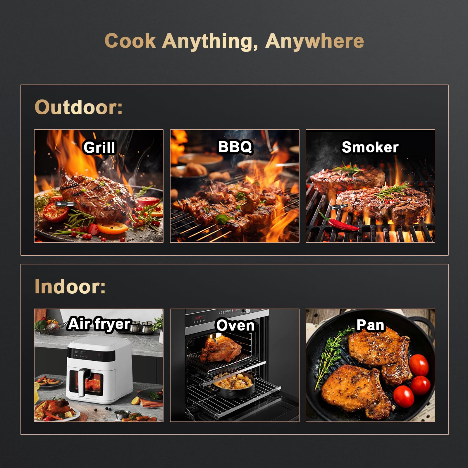 Wireless Meat Thermometer Digital - 800FT Bluetooth Food Thermometer for Cooking, NIST Certified Accuracy, Standalone Base Dual Probes for Grill BBQ Oven Smoker