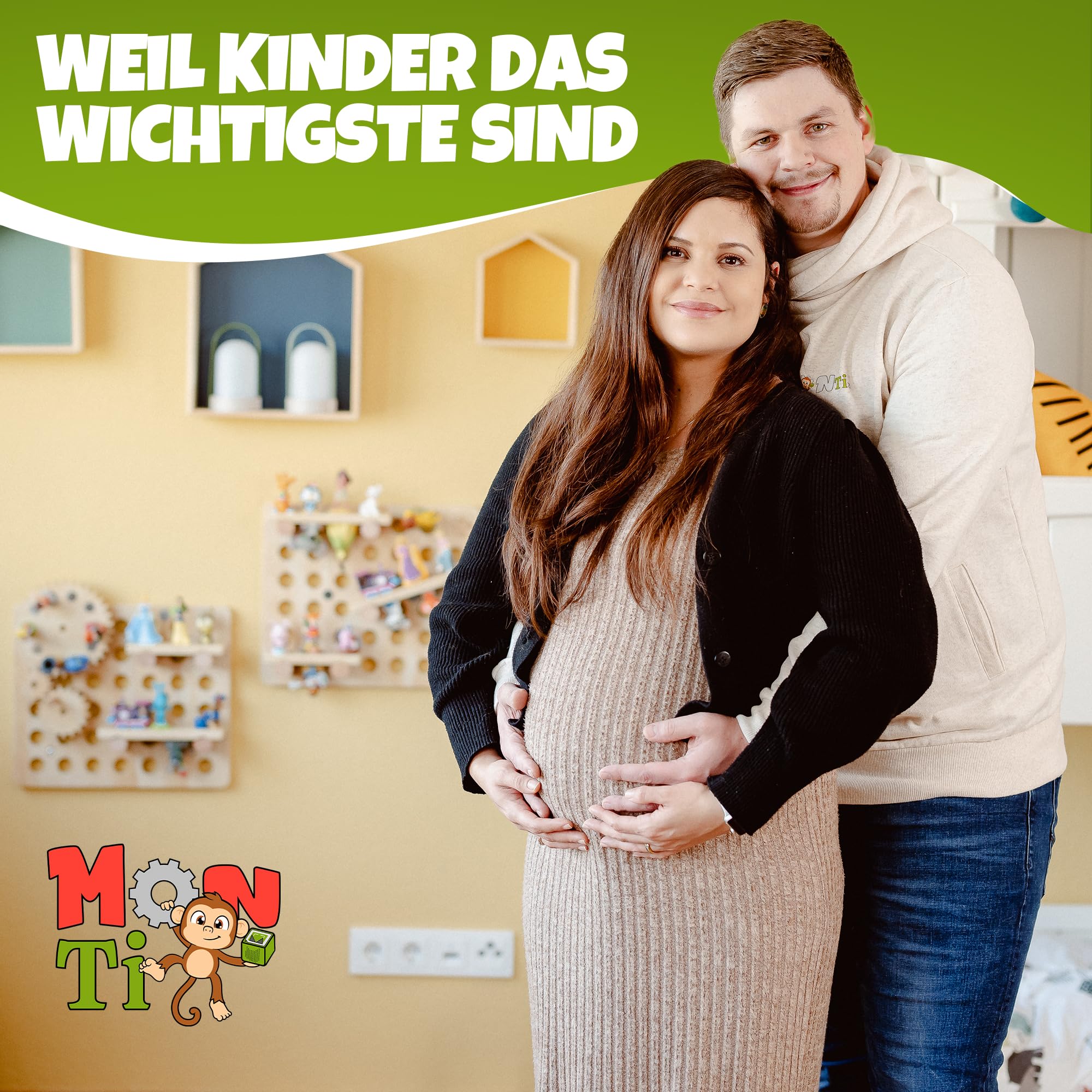 Monti Tonie Regal 1er Set für Tonies + Toniebox [stabiles Montessori Spielzeug] L für 40 Toniefiguren + Box für Mädchen und Jungen [TESTSIEGER] Tonieregal zur Aufbewahrung Starterset