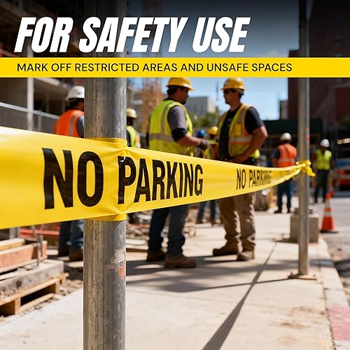 Miniatura 10 de Cinta amarilla brillante de precaución 3 x 1000 impresa en negro contrastante, 3 pulgadas. Ancha para la máxima legibilidad. Diseño resistente.