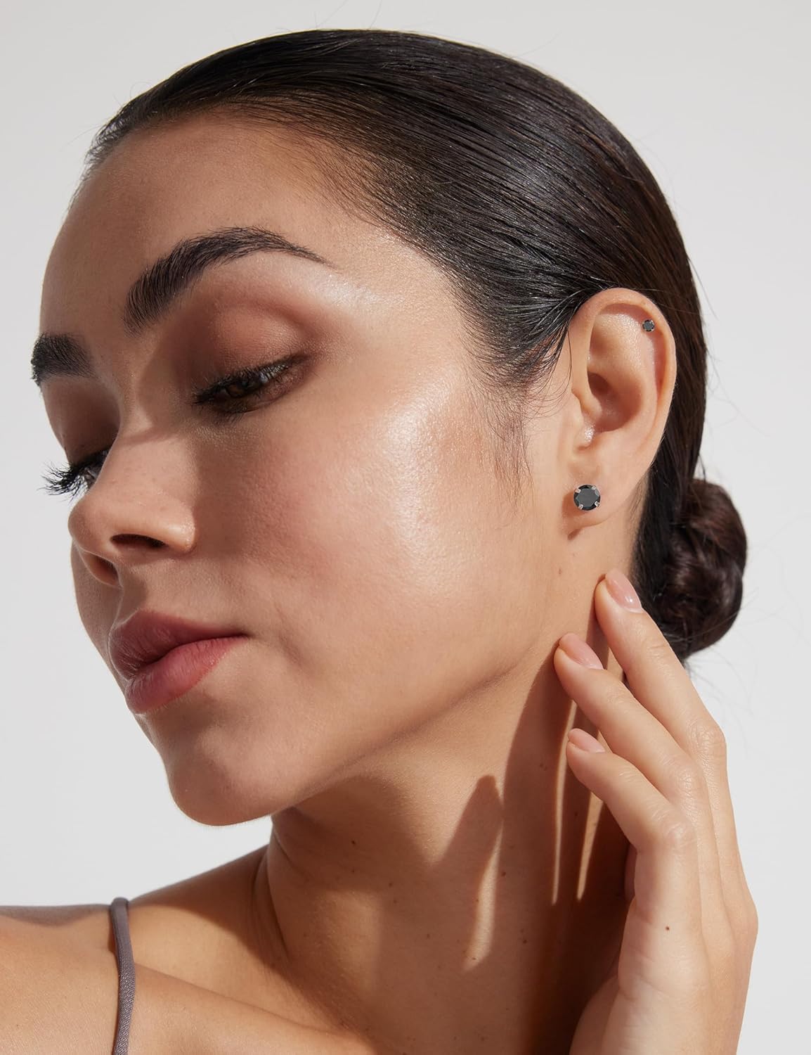 6 Pairs Stud Earrings Set, Hypoallergenic Cubic Zirconia 316L Earrings Stainless Steel CZ Earrings 3-8mm (Steel color) - Image 3