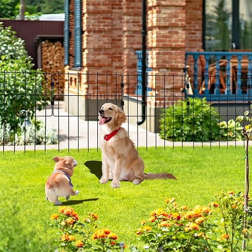 Miniatura 7 de WEEDING Paquete de 25 cercas decorativas para jardín, 17 pulgadas de alto x 27 pies de largo, barrera de alambre de metal inoxidable para animales,