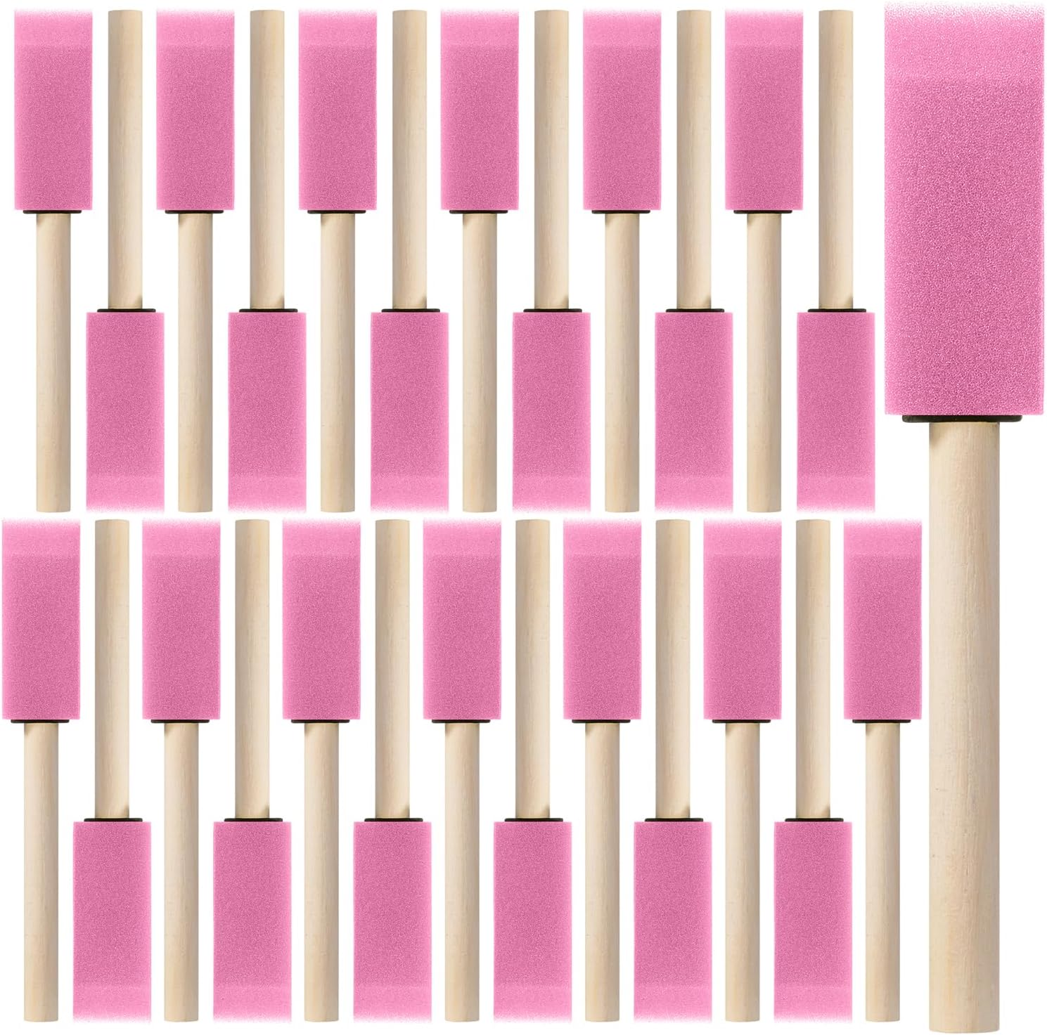 Bates- Foam Paint Brushes, 1 Inch, 26 Pack, Sponge Brushes, Sponge Paint Brush, Foam Brushes for Painting, Foam Brushes for Staining, Paint Sponges, Pink