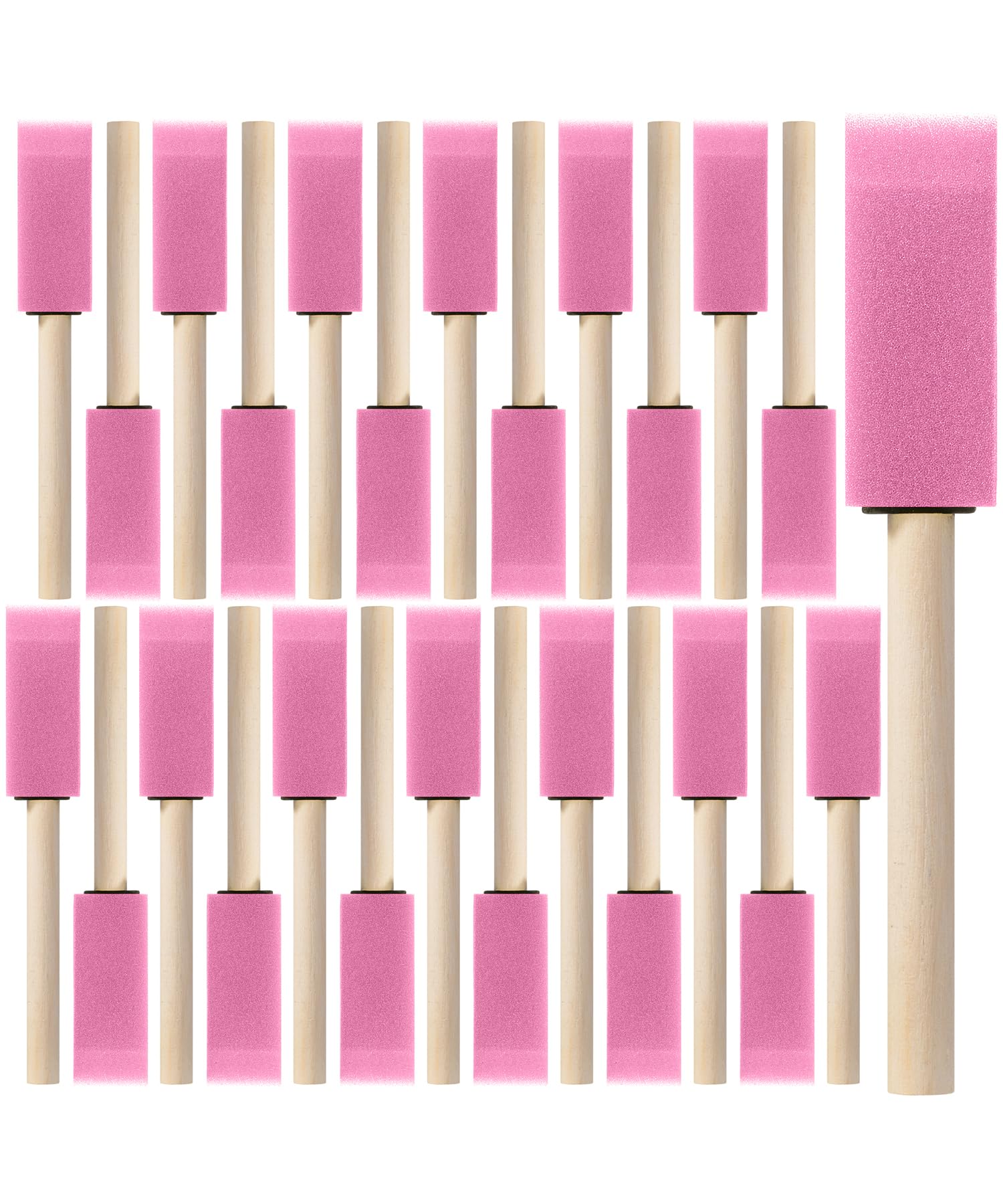 Bates- Foam Paint Brushes with Wood Handle, 1 Inch, 26 Pack, Pink, Sponge Brushes for Painting, Sponge Paint Brush