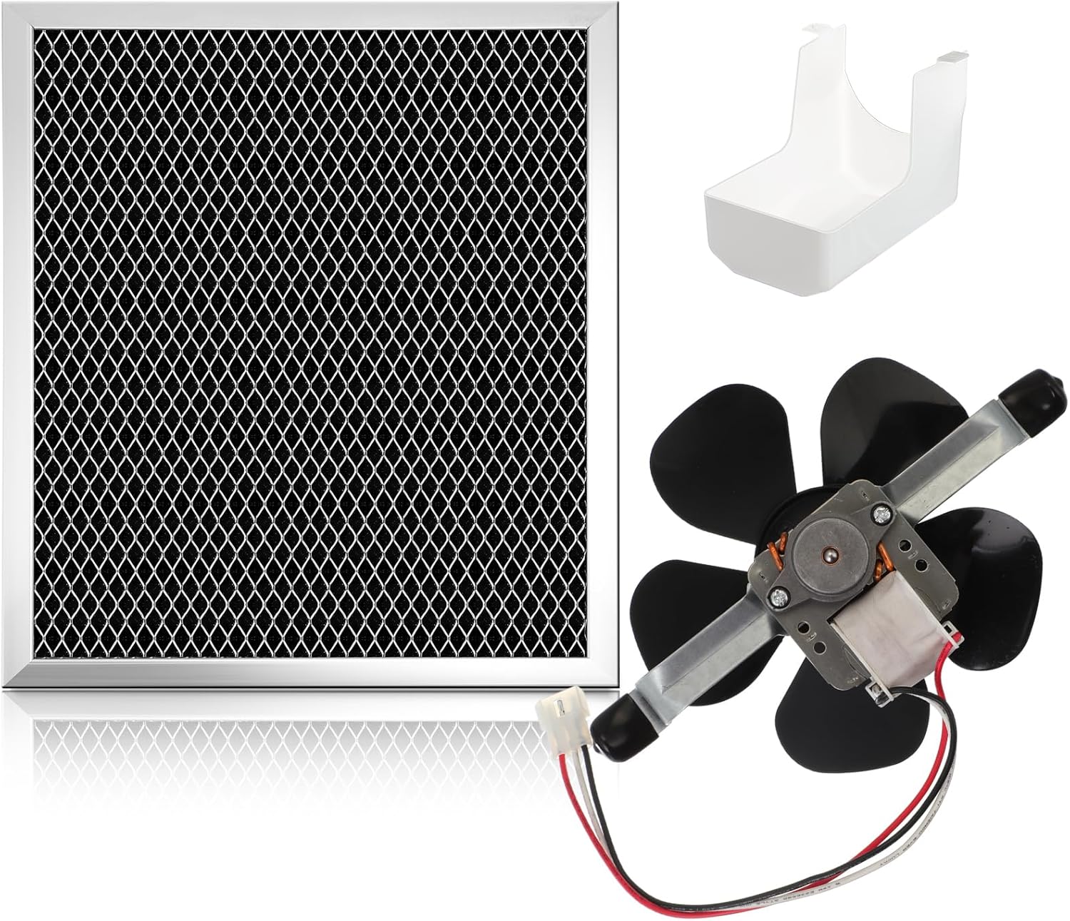 VIHOSE 97012248 Range Hood Fan Motor Replacement S99110437 99110437 Range Hood Light Lens Cover 97007696,97005687 Range Hood Grease Mesh Charcoal Carbon Combo Compatible with Broan Nutone 41000 Models