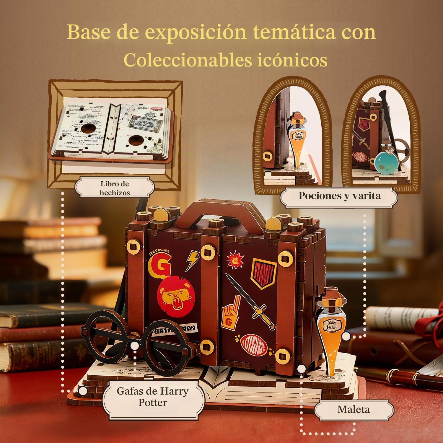 PUREMIND Harry Potter Hedwig, Puzzle 3D Madera, maqueta búho articulado DIY | Licencia oficial, regalo Harry Potter, alas móviles, cabeza giratoria, montaje DIY, acabado muy detallado, pieza de colección