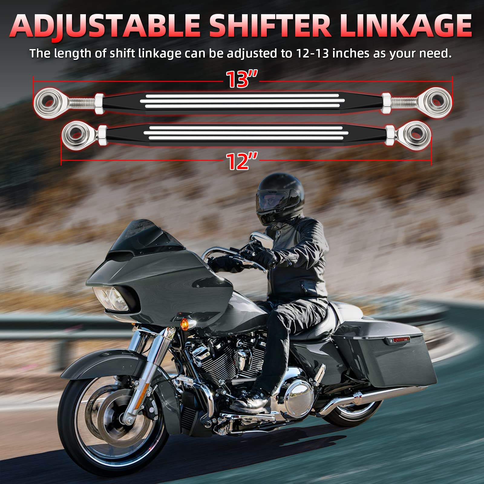 Adjustable Black Shift Linkage for Harley Davidson - Stylish & Durable Upgrade e