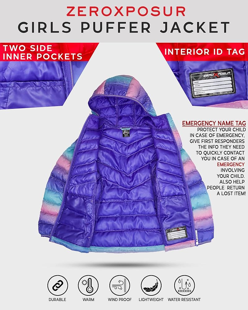 Amazon.com: ZeroXposur Girls Winter Puffer Jacket - Girls