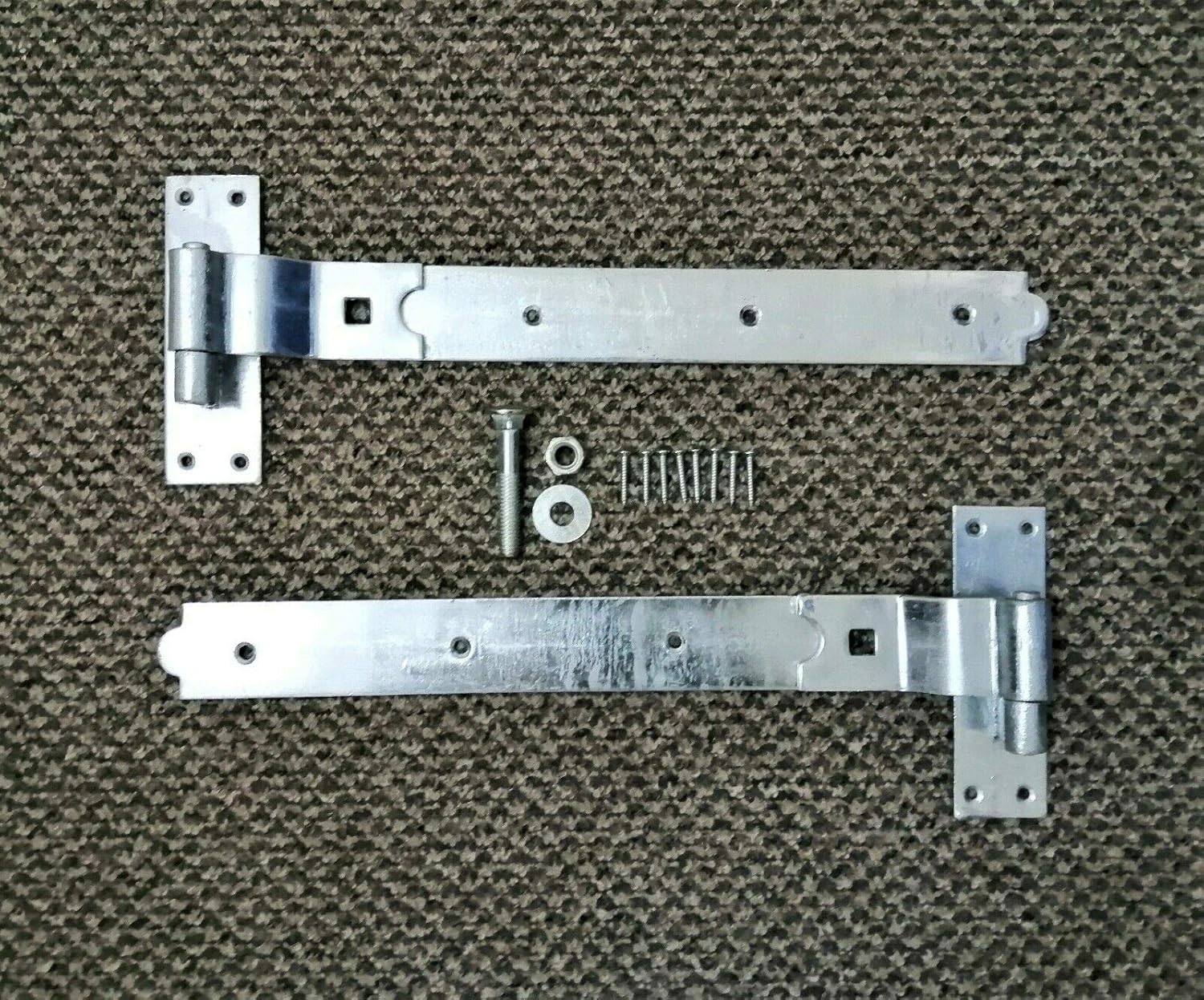 Infinity Decor 18" 24" Cranked or Straight Heavy Duty Hook and Band Gate Hinges Drop Bolt Set - Black/Zinc (2x18' Hinge+Drop Bolt Straight, Black)
