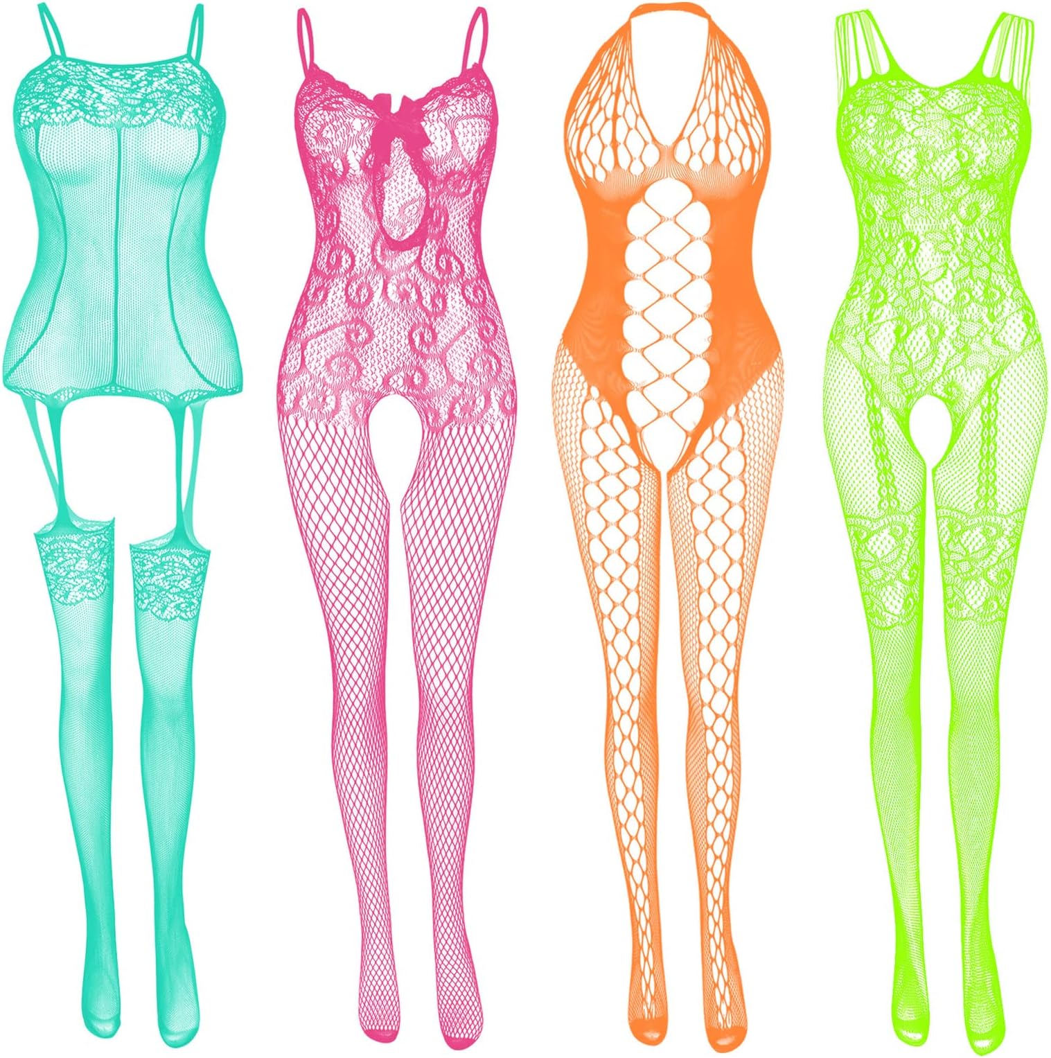 Women's Lace Stockings Lingerie Floral Fishnet Bodysuits Lingerie Nightwear for Romantic Date Wearing