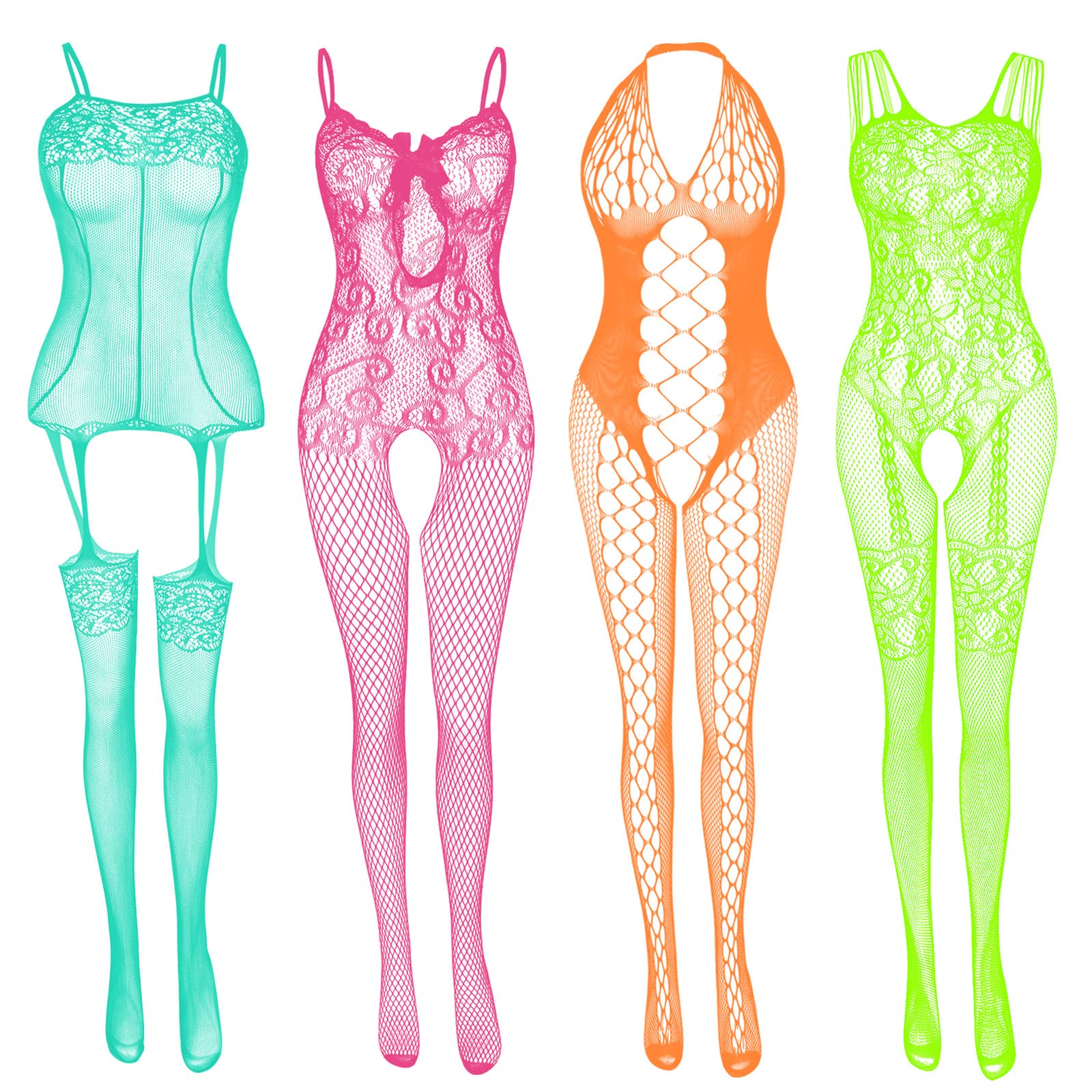 Women's Lace Stockings Lingerie Floral Fishnet Bodysuits Lingerie Nightwear for Romantic Date Wearing