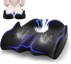 VOXON Coussin Coccyx Ergonomique - Mousse Mémoire Respirant pour Sciatique, Bureau et Confort Prolongé, Housse Amovible Lavable - Noir