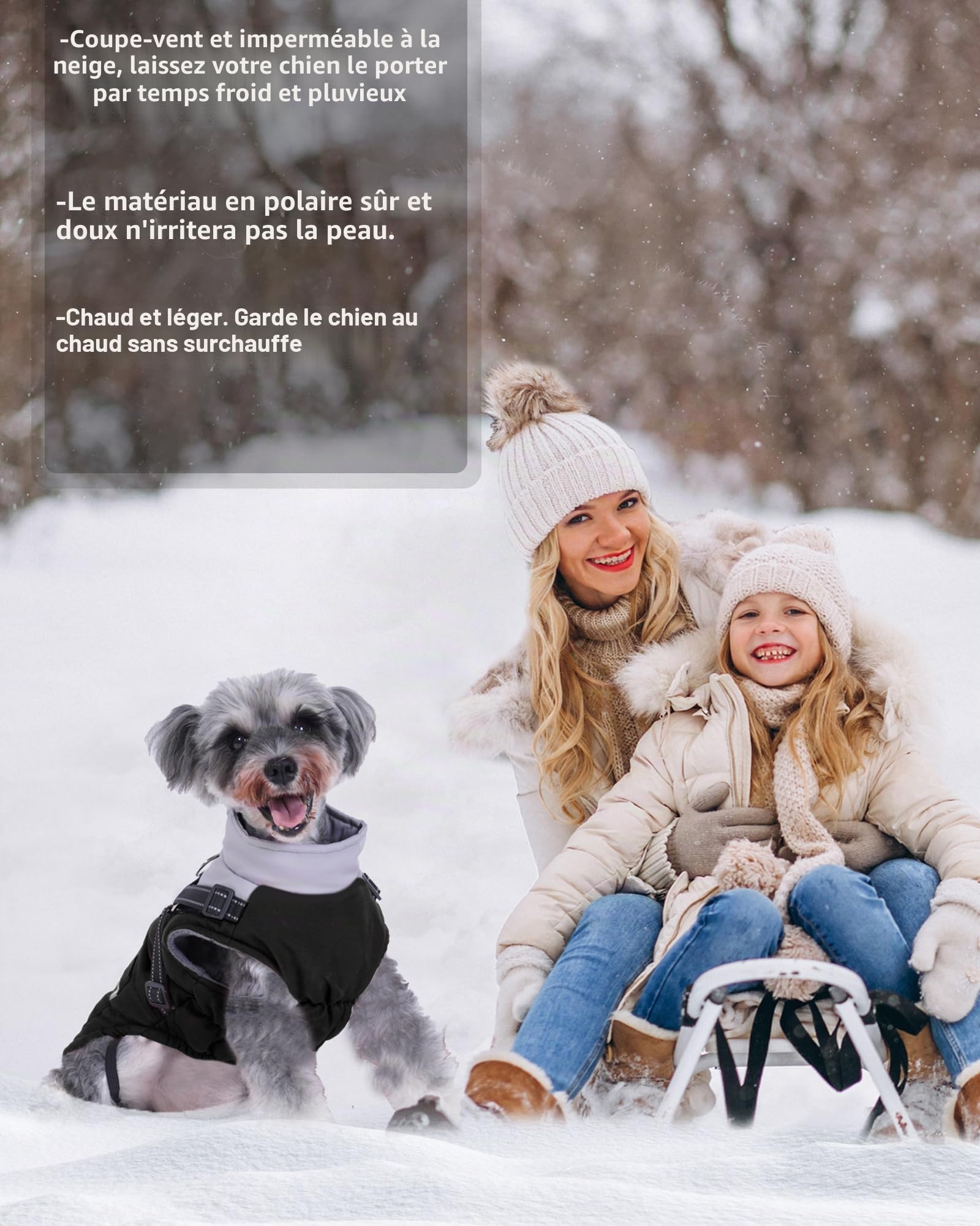 Manteau Chien Hiver Imperméable avec Harnais pour Petits, Moyens et Grands Chiens - Durable et Lavable en Machine