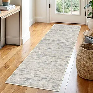 2x6 Gray Beige Neutral Multi Modern Abstract Runner Rug for Hallways, Super Soft Hallway Decor Kitchen Rugs with Non-Slip, Non-Shedding Washable Runners for Entryway Laundry Indoor