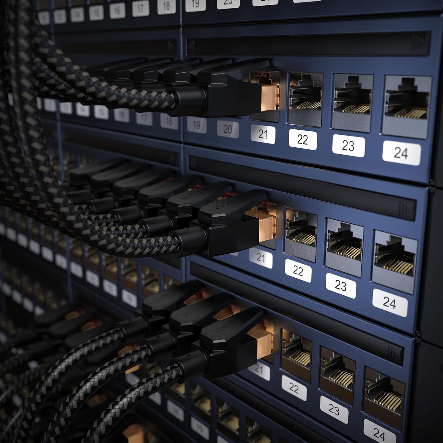 Cat 8 Ethernet Cable 60FT, High Speed LAN Network Cable RJ45 40Gbps 2000Mhz Nylon Braided Gold Plated Gigabit Internet Patch Cord, Compatible with Cat 7/6/5e/5 (Black Round Cable 60 Feet)