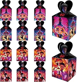20 Pieces Miles Morales Favor Boxes Miles Morales Goodie Boxes with Handles Miles Morales Party Supplies for Spider Miles Party Decorations